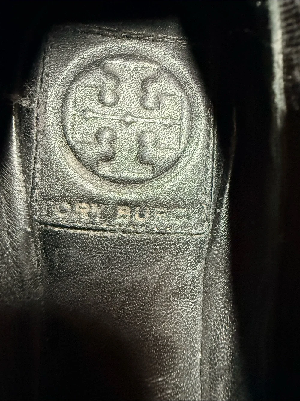 Tory Burch Black Patent Logo Round-Toe Ballet Flats